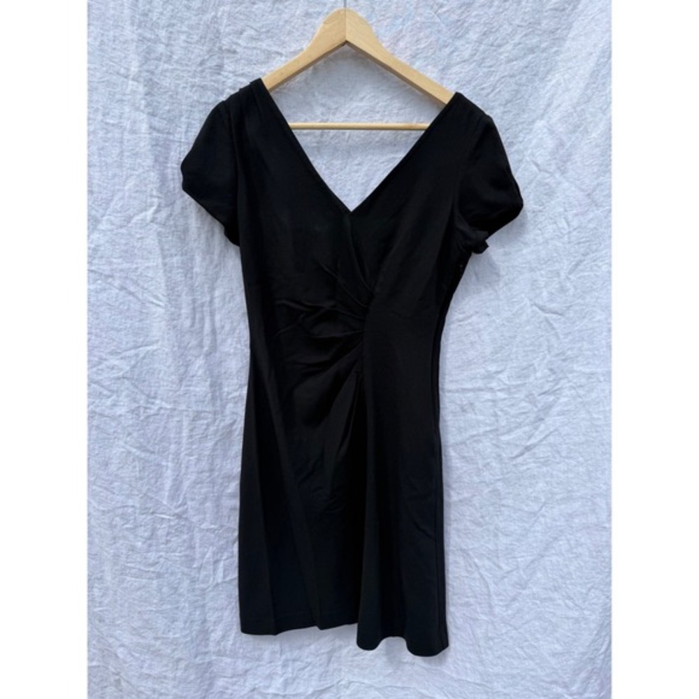 Banana Republic Sheath Dress Womens Black Ruched V-Neck Short Sleeve Size 6 - Picture 1 of 7